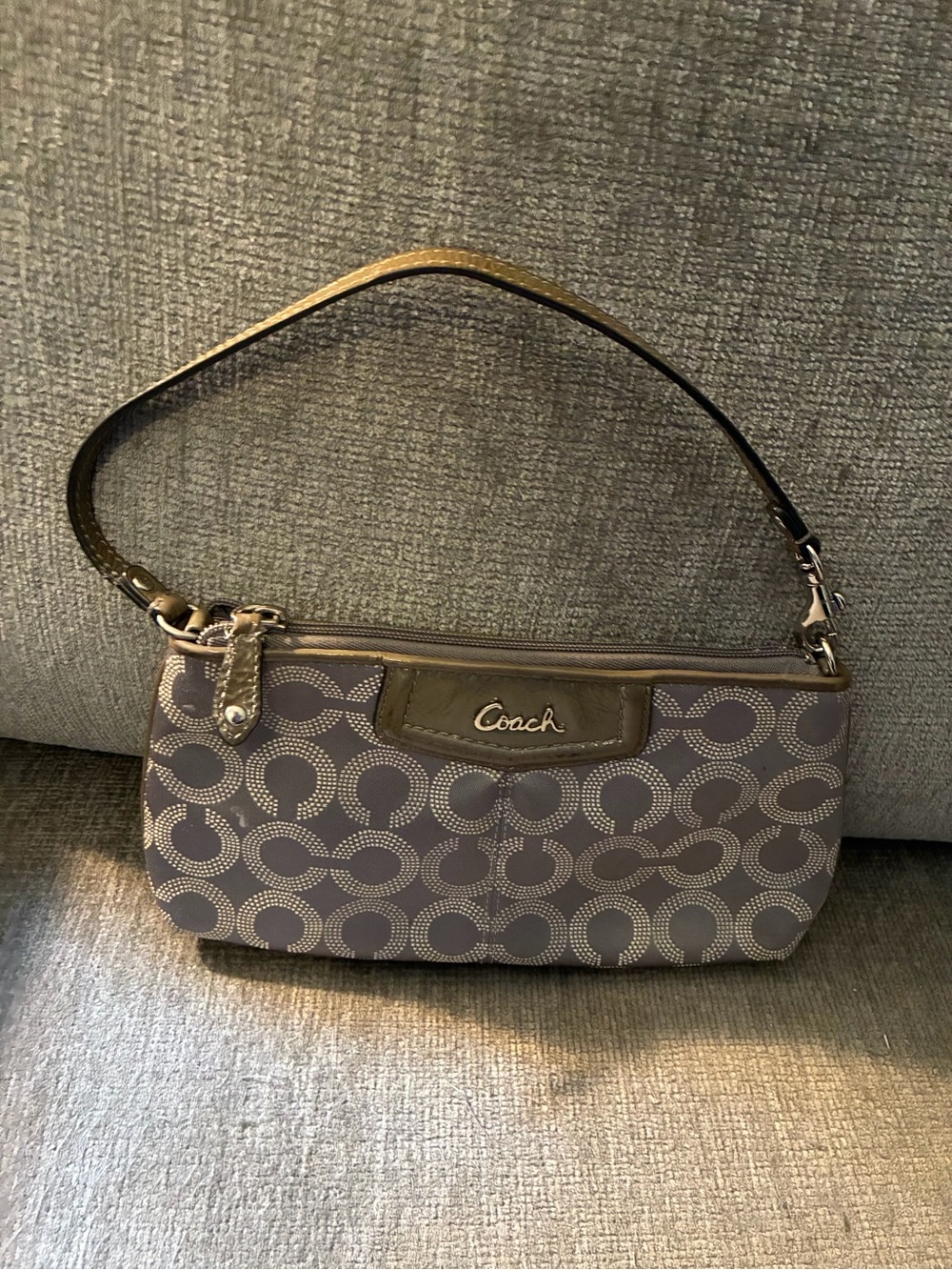 Coach Signature C Green Canvas Wristlet & Shoulderbag